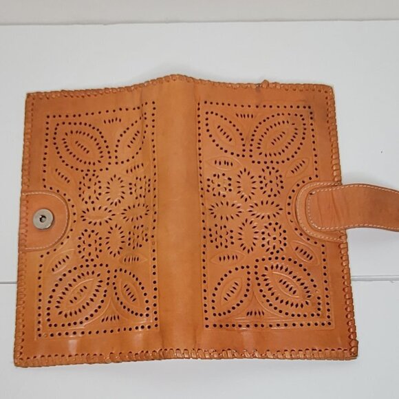 Ecoté Large VINTAGE TOOLED LEATHER CLUTCH - Picture 1 of 7